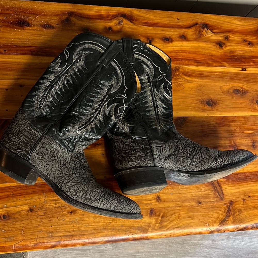 Tony Lama Leather cowboy boots Black/Gray 13D